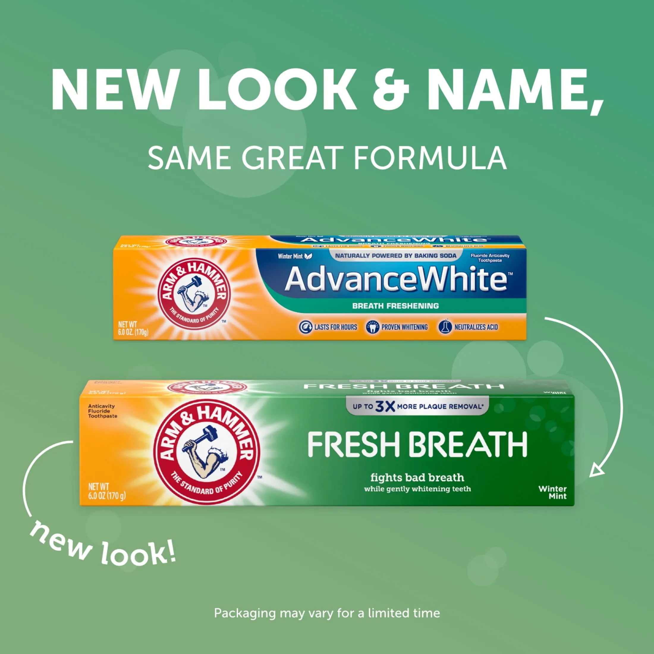 Advanced White Breath Freshening Toothpaste-, One 6Oz Tube, Winter Mint- Fluoride Toothpaste Arm and Hammer