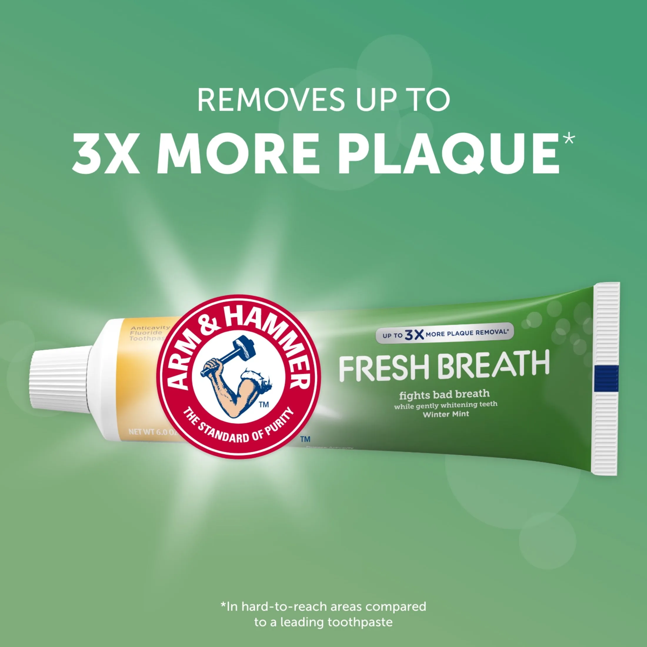 Advanced White Breath Freshening Toothpaste-, One 6Oz Tube, Winter Mint- Fluoride Toothpaste Arm and Hammer