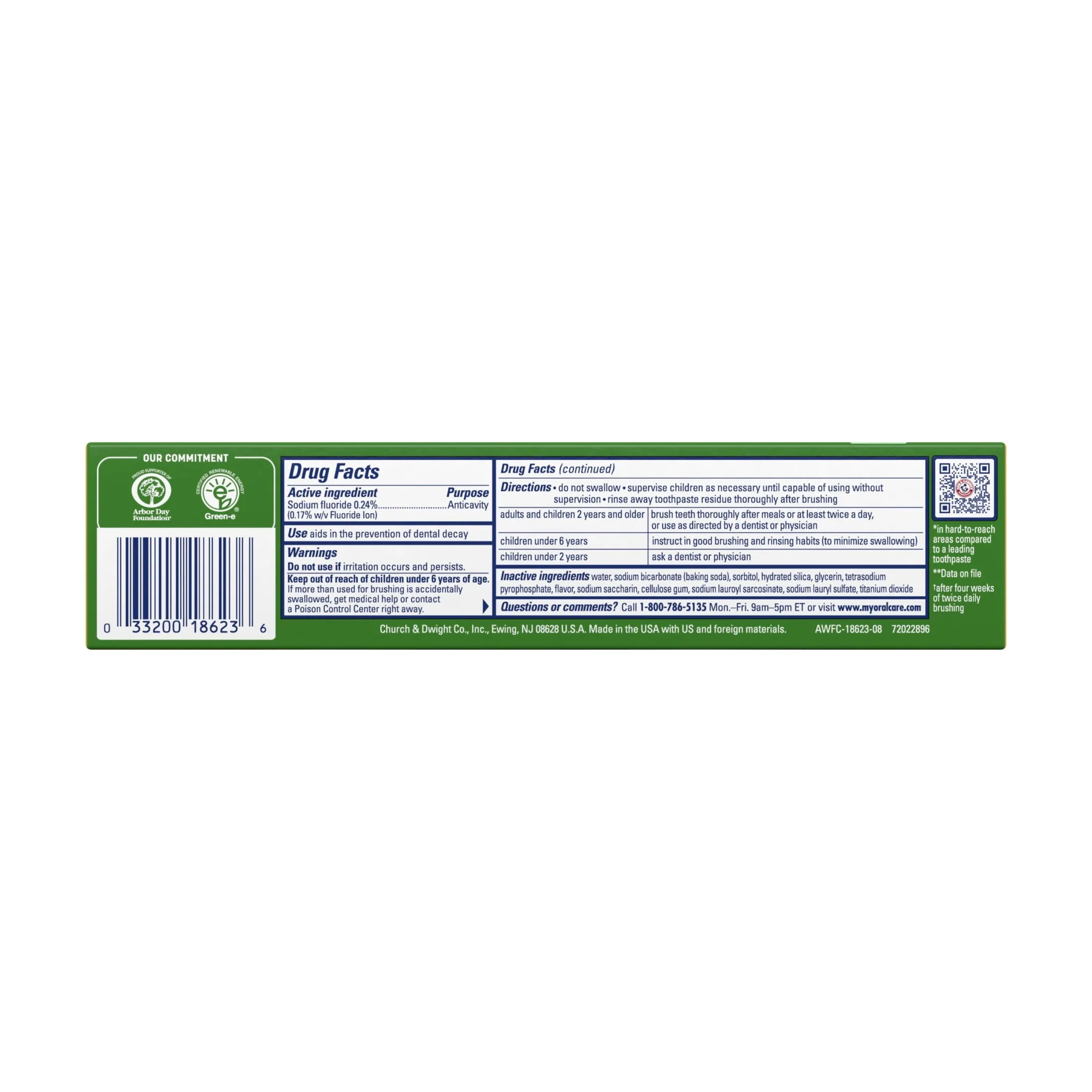 Advanced White Breath Freshening Toothpaste-, One 6Oz Tube, Winter Mint- Fluoride Toothpaste Arm and Hammer