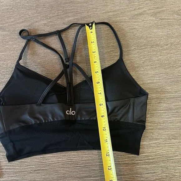 ALO LAVISH BRA GLOSSY BLACK NWT‎ SIZE SMALL $58 Revolve influencer