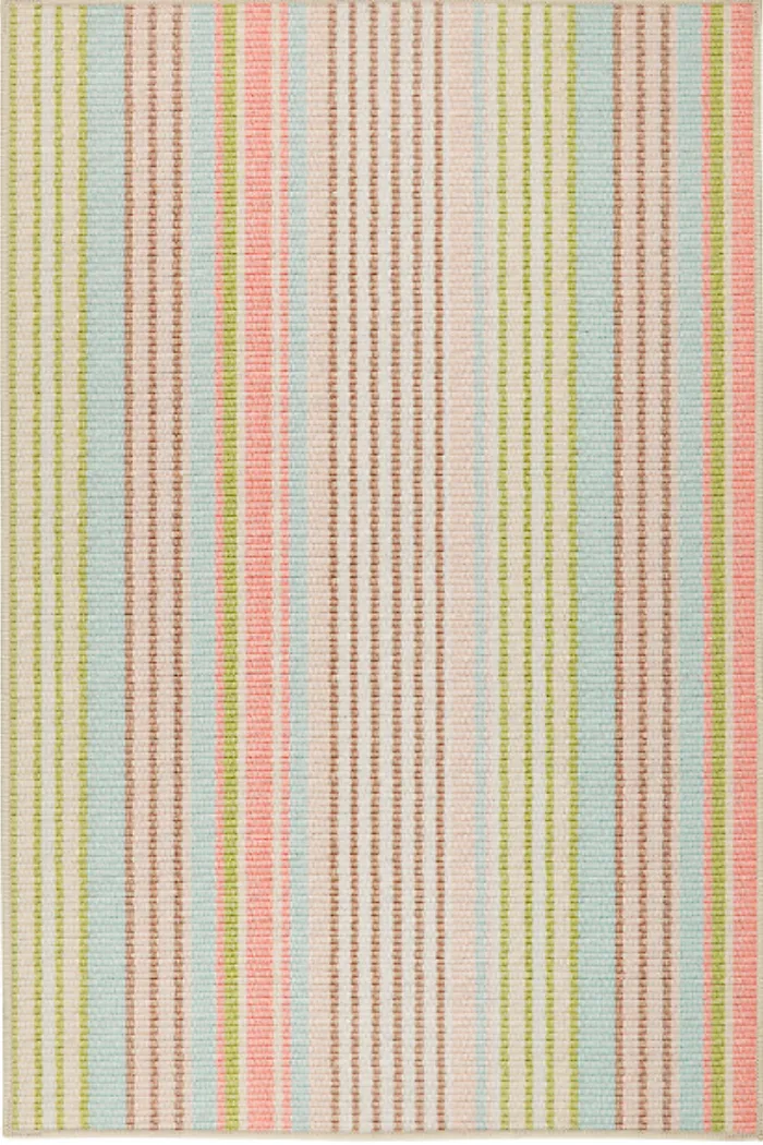 Ana Ticking Aqua Machine Washable Rug