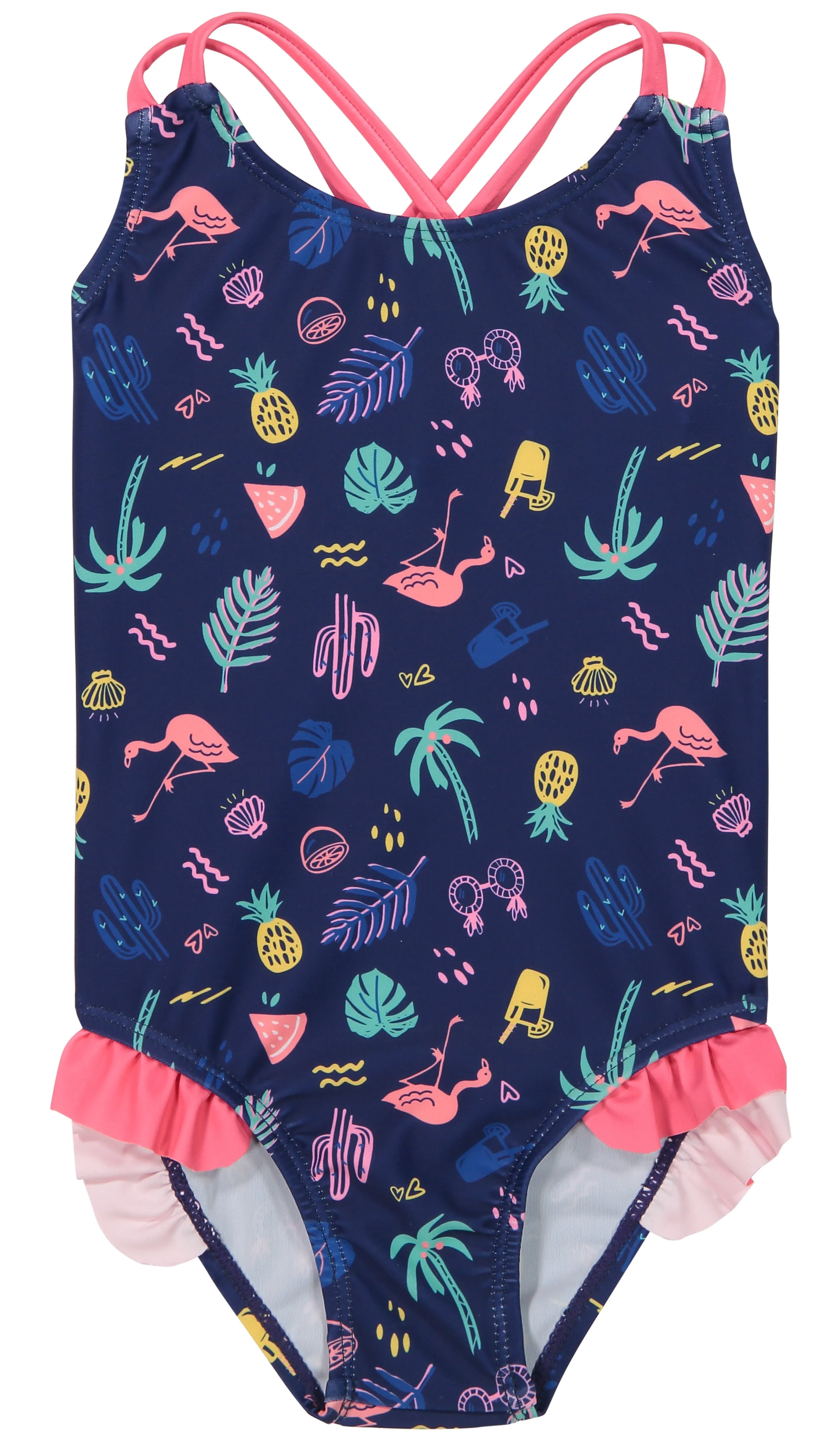 Andy & Evan Neon Summer Vibes Criss Cross Back One Piece Swimsuit