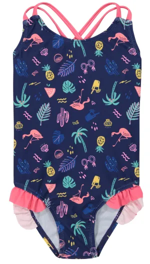 Andy & Evan Neon Summer Vibes Criss Cross Back One Piece Swimsuit