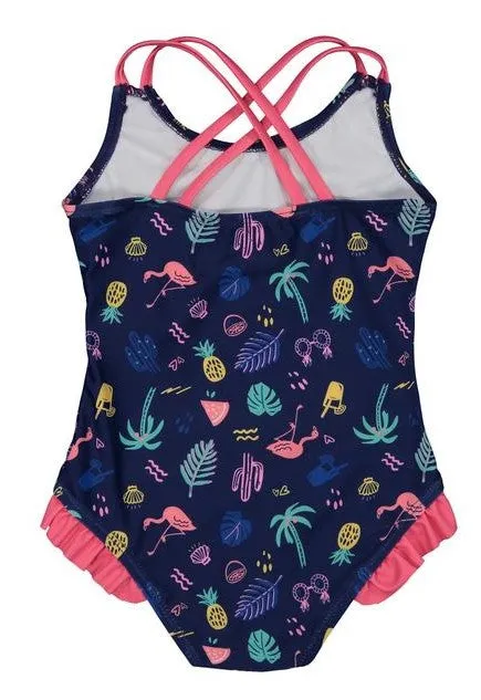 Andy & Evan Neon Summer Vibes Criss Cross Back One Piece Swimsuit