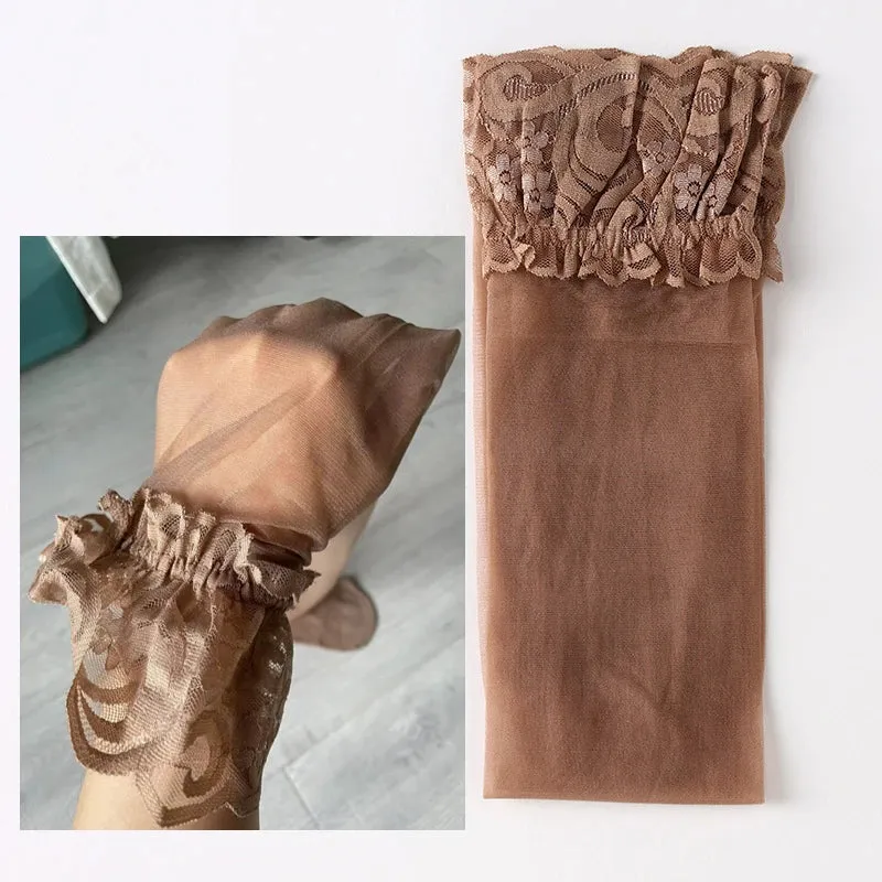 Anti-Slip Transparent Lace Thigh-High Stockings