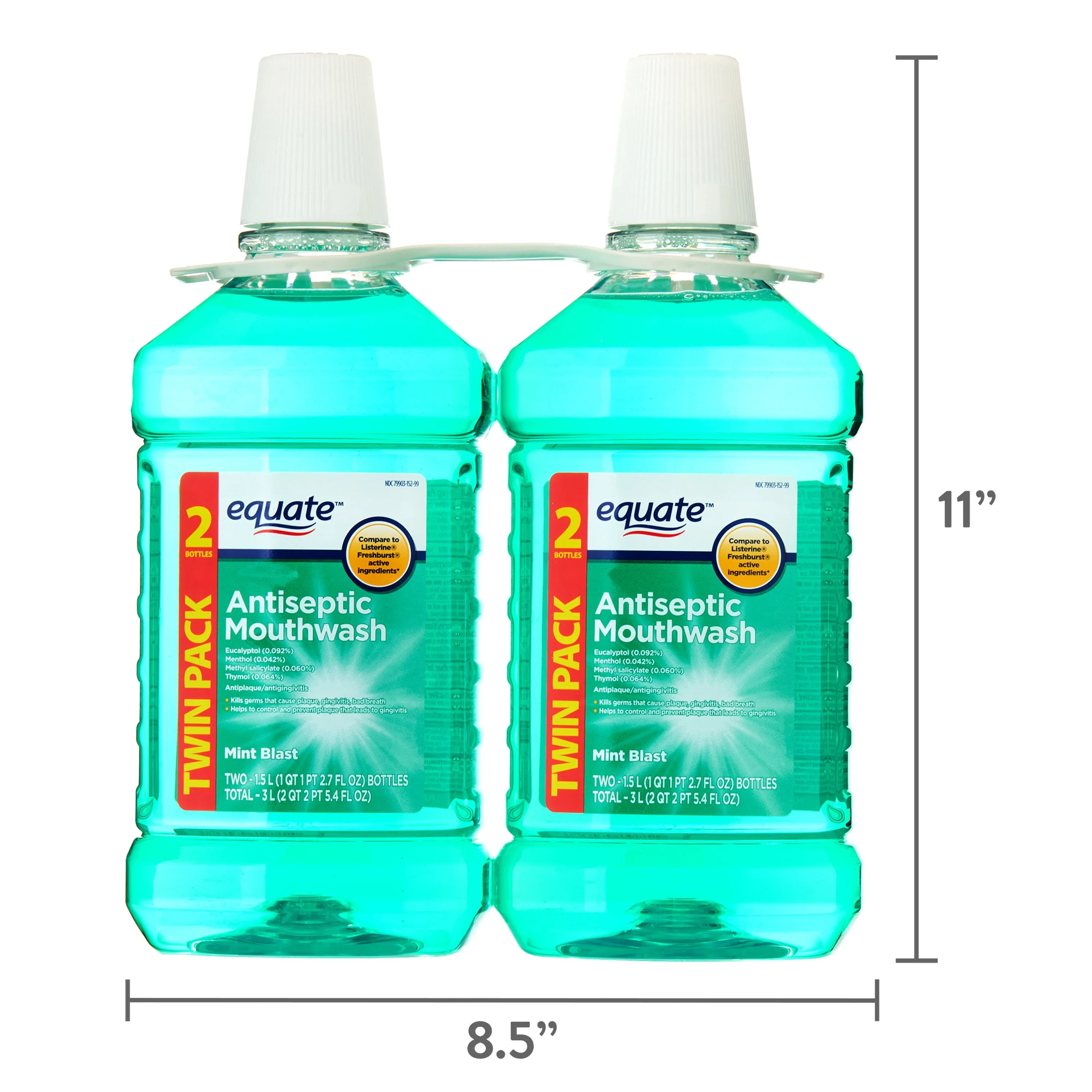 Antiseptic Mouthrinse, Mint Blast, 2 Bottles, 2 x 1.5 Liters (50.7 fl oz) New