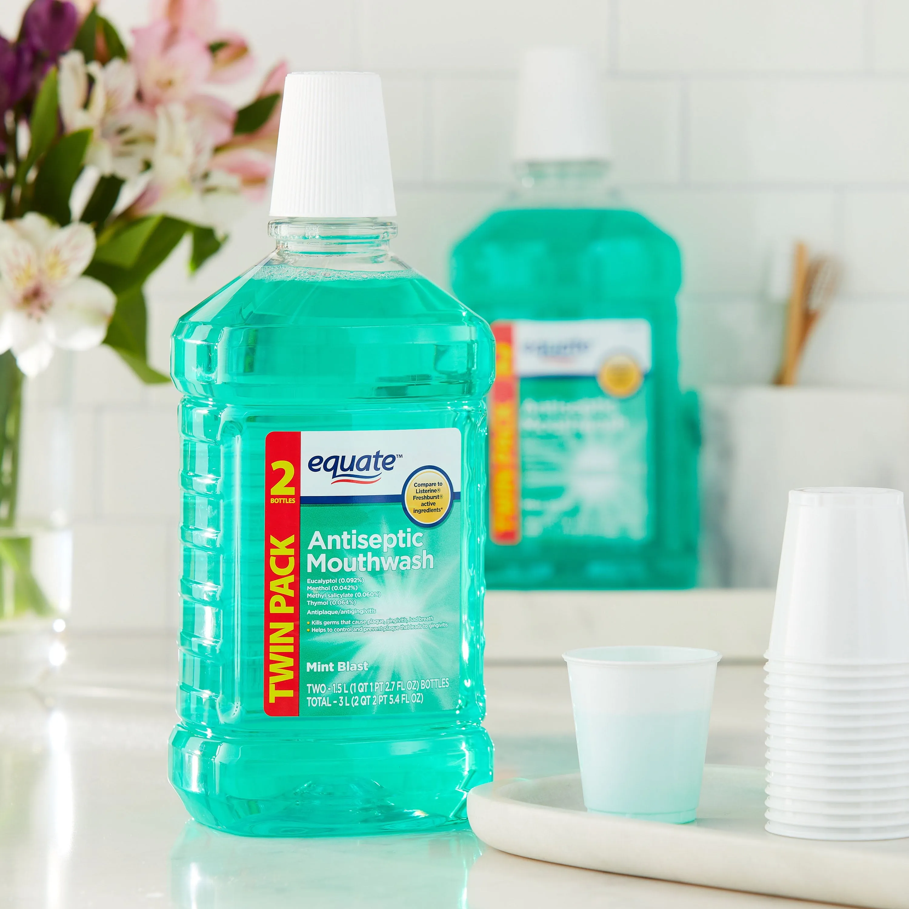 Antiseptic Mouthrinse, Mint Blast, 2 Bottles, 2 x 1.5 Liters (50.7 fl oz) New