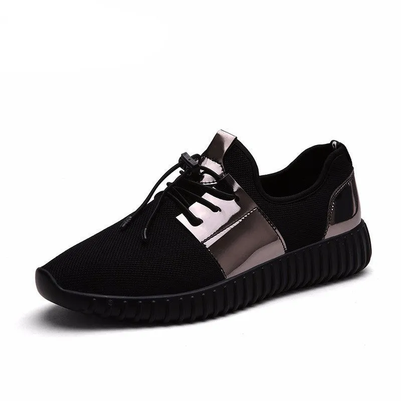 autumn Fashion Men&Women Casual Shoes Gold black Lace Breathable Mesh Couple Trainers shoes tenis feminino 256