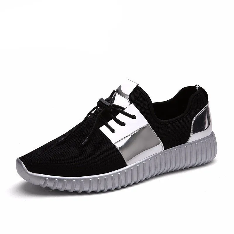 autumn Fashion Men&Women Casual Shoes Gold black Lace Breathable Mesh Couple Trainers shoes tenis feminino 256