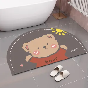 Bear Anti-Slip Absorbent Mat - Half Circle 40cm x 60cm
