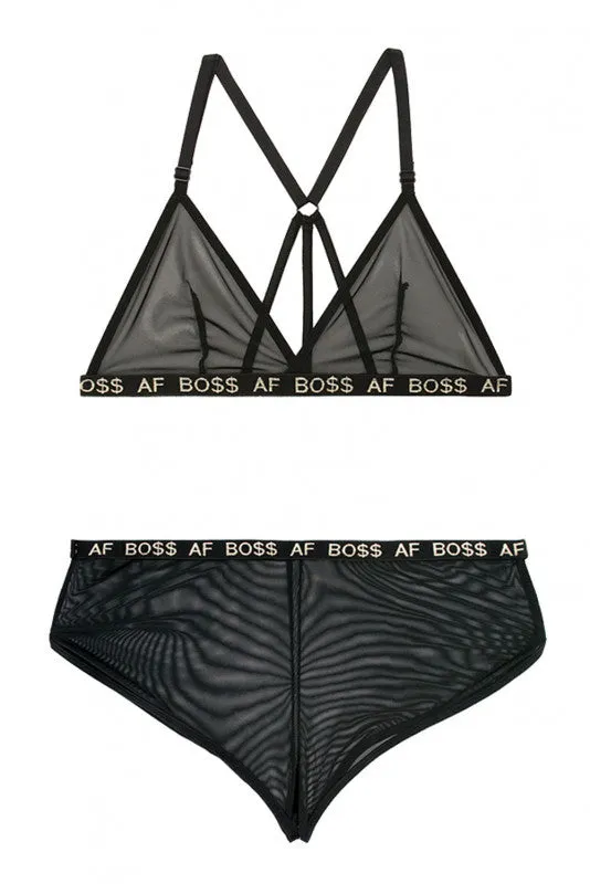 Boss Af Bralette and Shorts Set - Black - L/xl