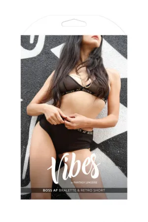 Boss Af Bralette and Shorts Set - Black - L/xl