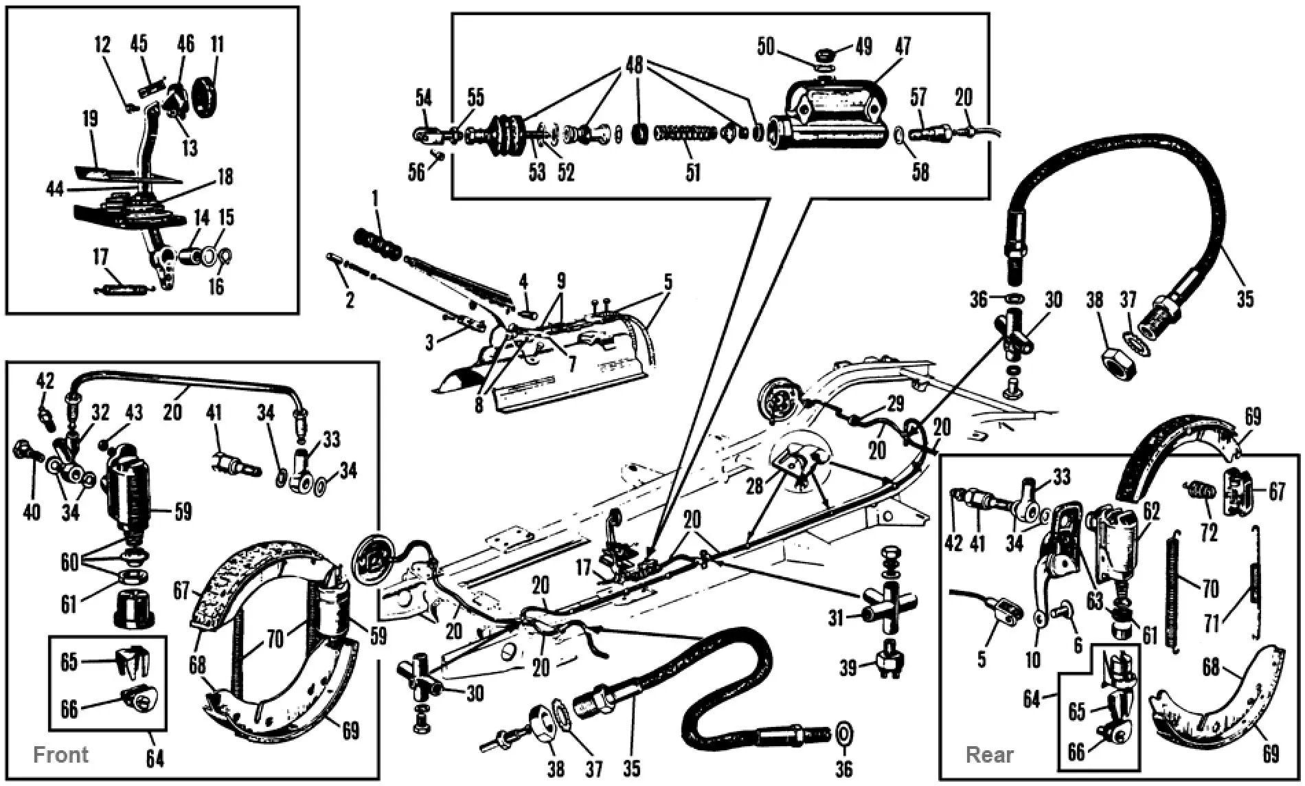 BRAKE SHOE SET, MG TD, TF