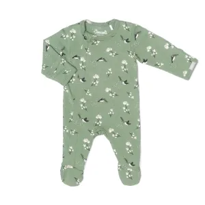 Coccoli Cotton-Modal Footie - Birds on Lily Pad