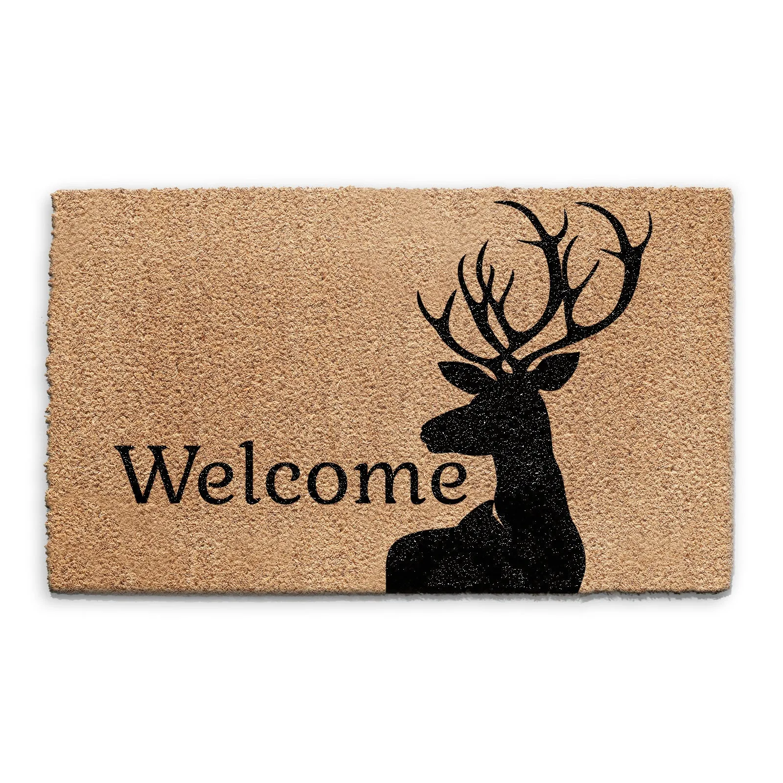 Coir Doormat - Black Stag Welcome