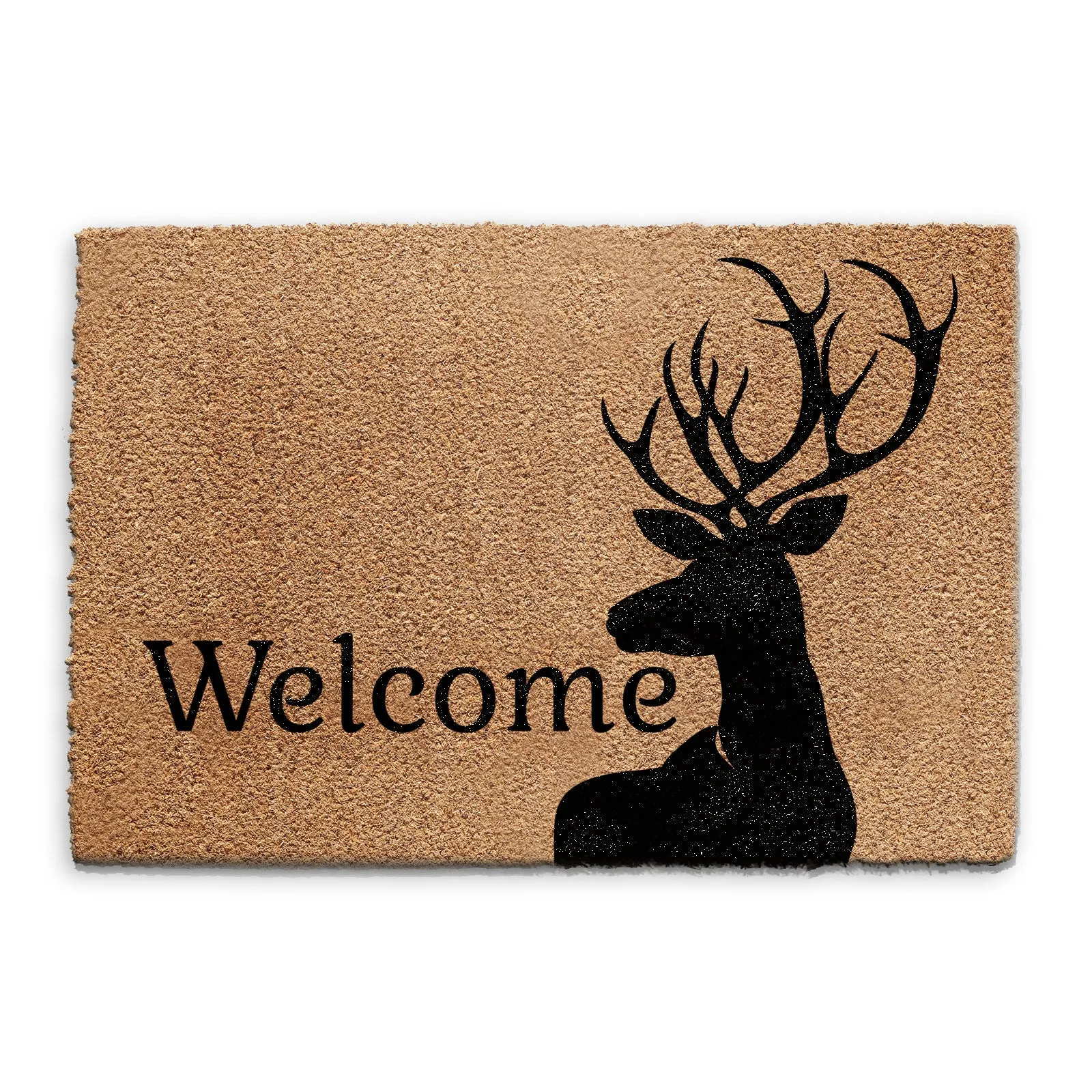 Coir Doormat - Black Stag Welcome