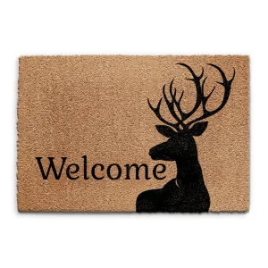 Coir Doormat - Black Stag Welcome