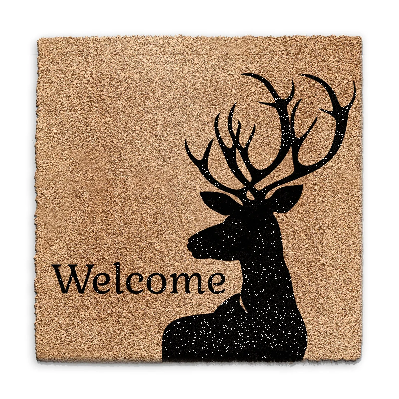Coir Doormat - Black Stag Welcome