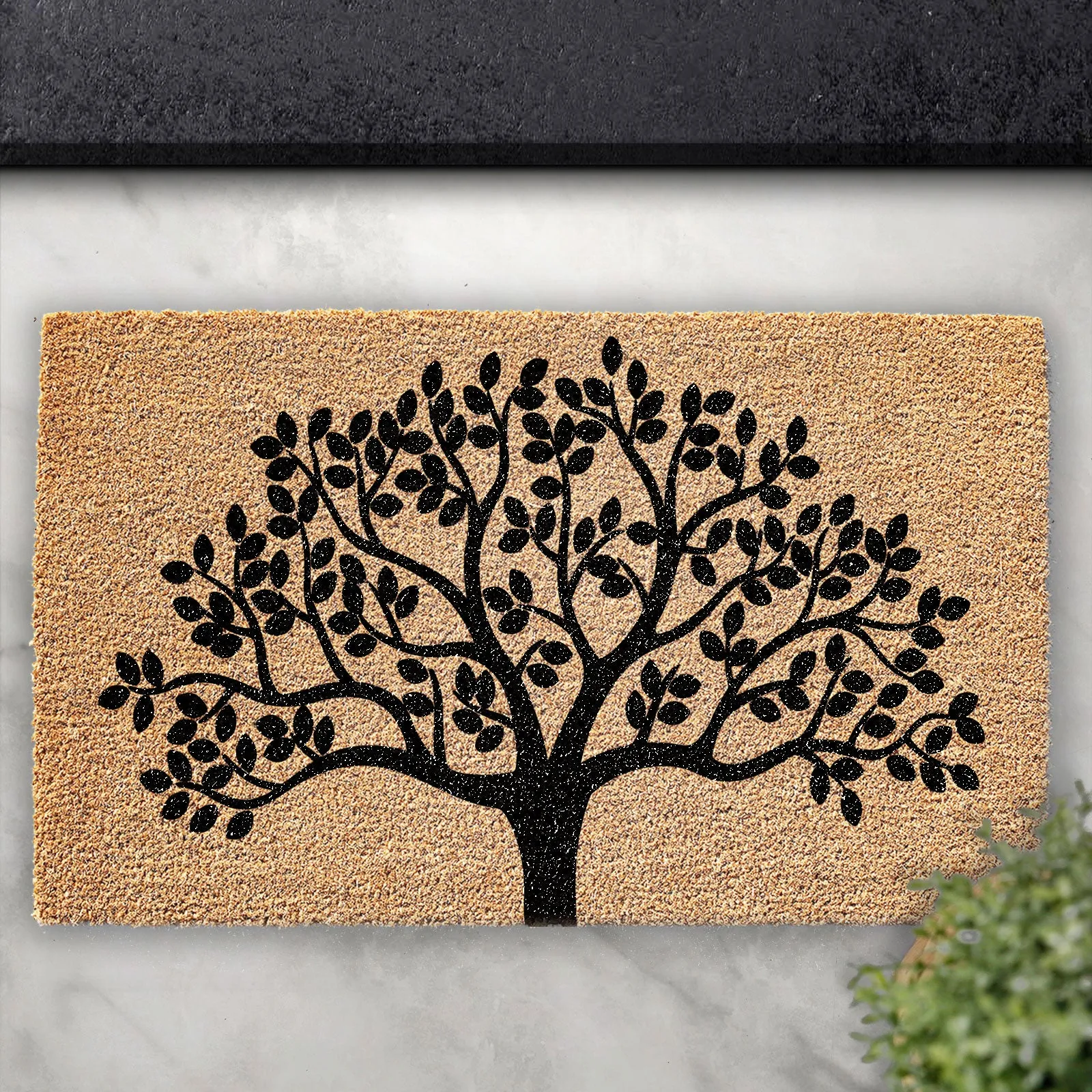 Coir Doormat - Black Tree