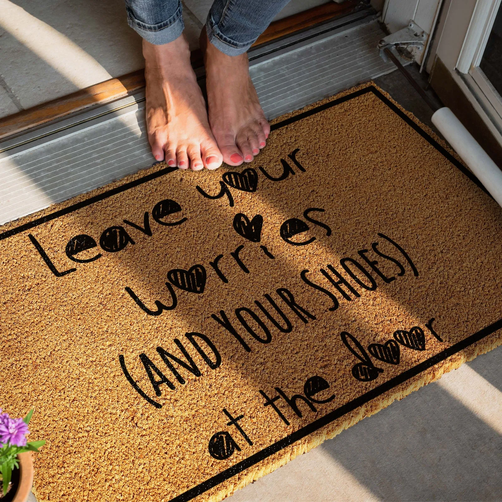Coir Doormat - Funny Leave Your Worries