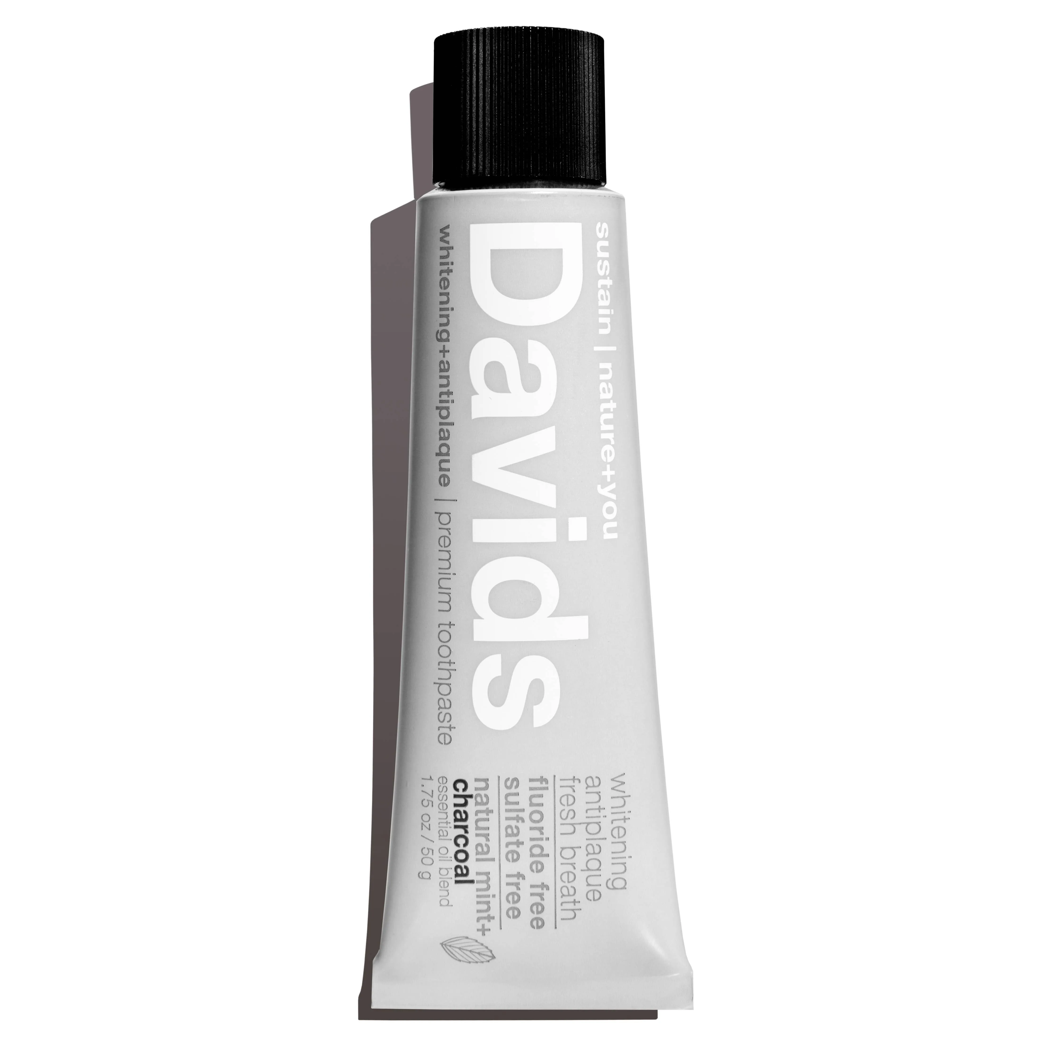 Davids Travel Size Premium Toothpaste - Charcoal   Peppermint 1.75 oz.