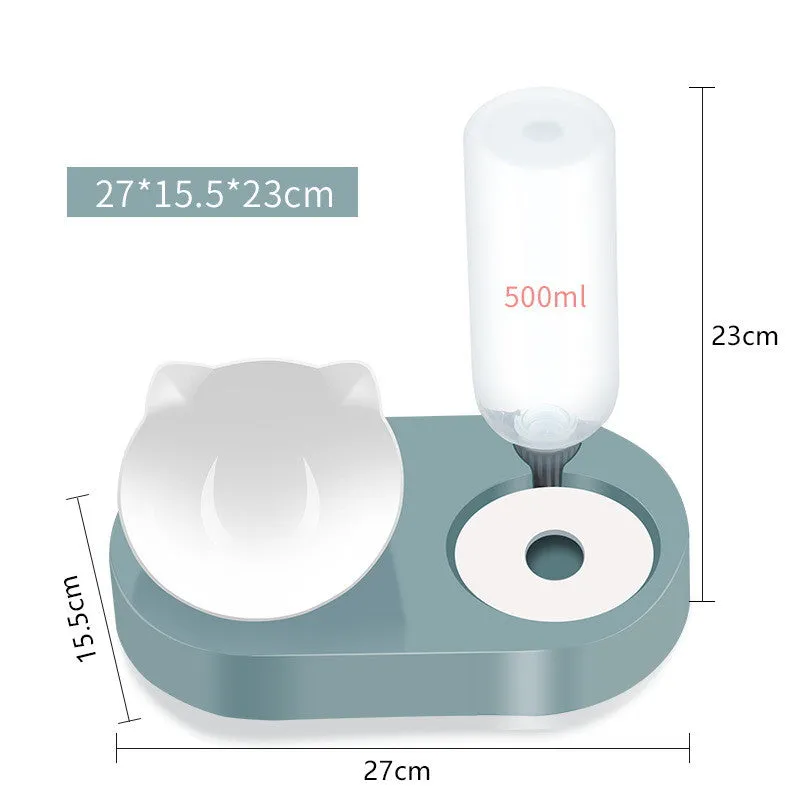 Dog & Cat Food Bowl & Automatic Water Dispenser