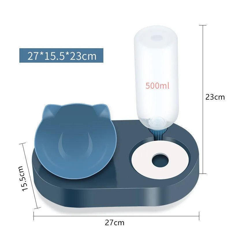 Dog & Cat Food Bowl & Automatic Water Dispenser