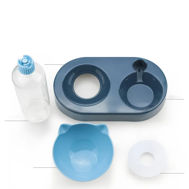 Dog & Cat Food Bowl & Automatic Water Dispenser