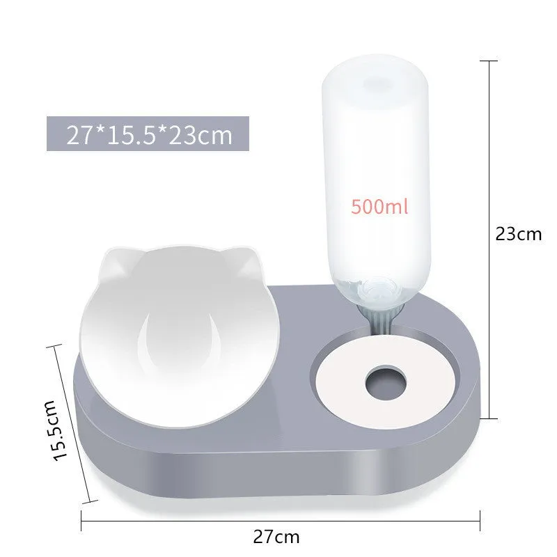 Dog & Cat Food Bowl & Automatic Water Dispenser