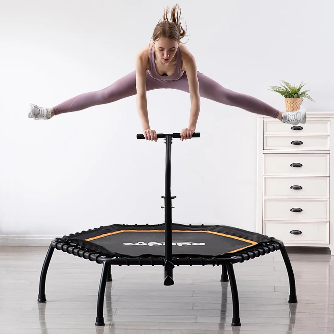 ebounder, Fitness Trampoline W/ Adjustable Handle, Trampoline for Indoor/Outdoor/Garden/Yoga Workout