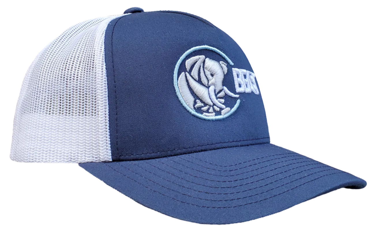 Elephant Beast Navy Blue & White Trucker Mesh Snapback Cap
