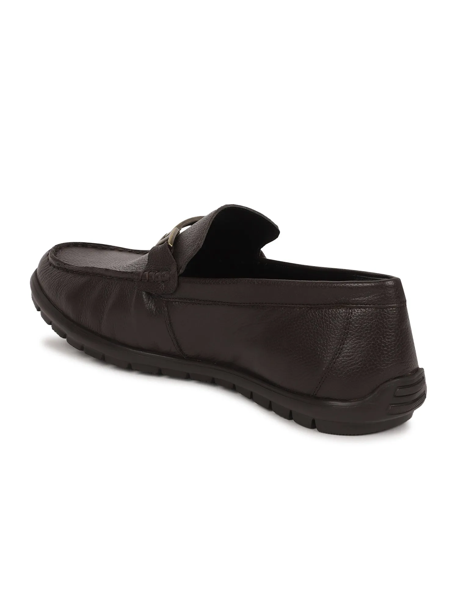 Ezok Men Brown Leather Loafer Mocassins