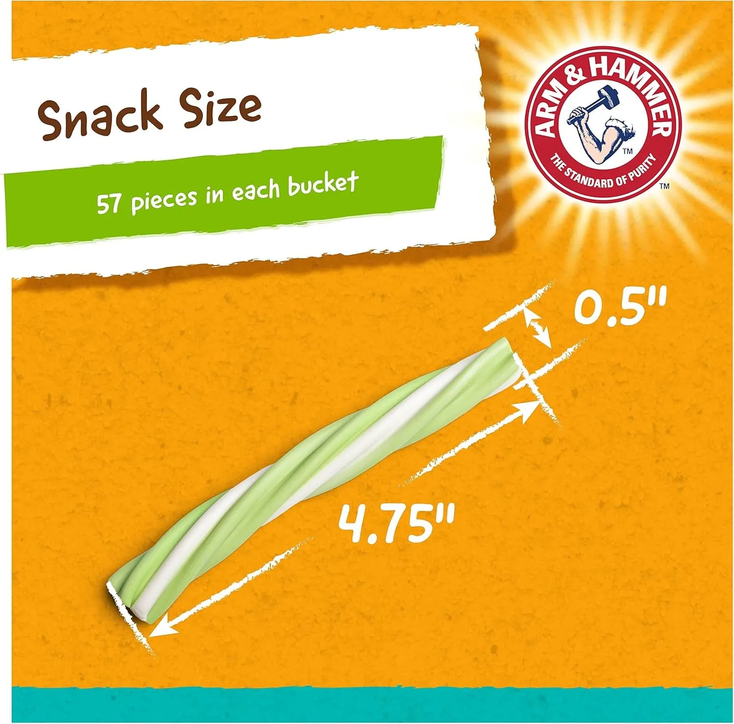 Fruit Twisters Dental Treats for Dogs, Value Pack Bucket Green Apple Flavored Dog Dental Chews Fight Bad Breath, Plaque & Tartar without Brushing for Dog (Pack of 1,57 Count Total)