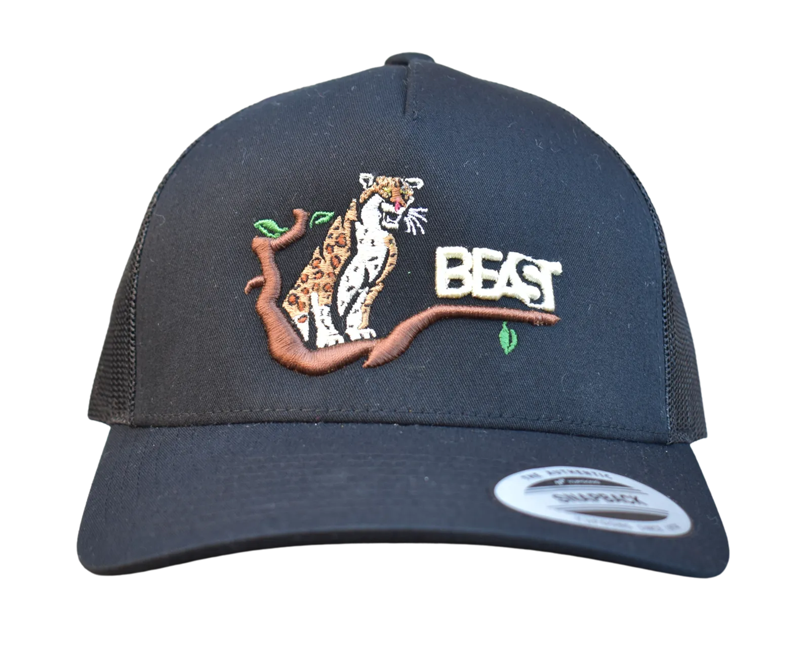 Leopard Beast Black Trucker Mesh Snapback Cap
