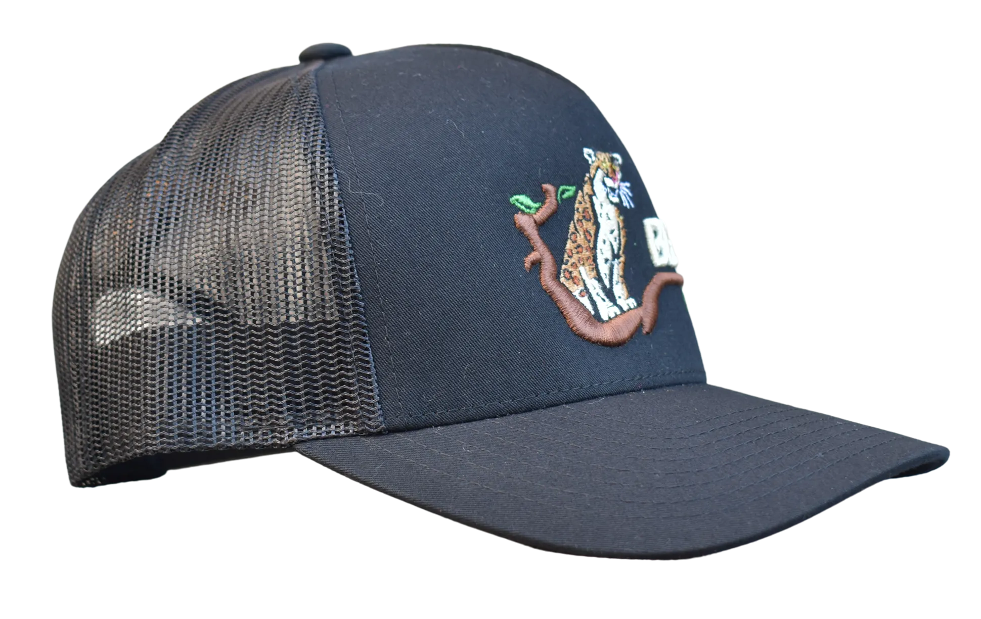 Leopard Beast Black Trucker Mesh Snapback Cap