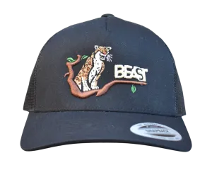 Leopard Beast Black Trucker Mesh Snapback Cap