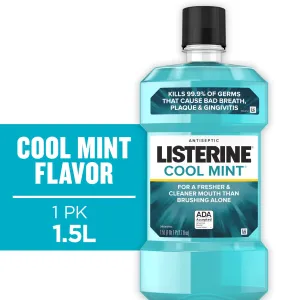 Listerine Cool Mint Mouthwash, Bad Breath & Plaque, 1.5 L