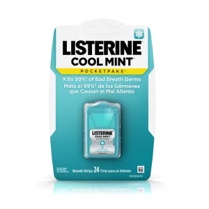 Listerine Cool Mint Pocketpaks Breath Strips, 24-Strip Pack, 12 Pack