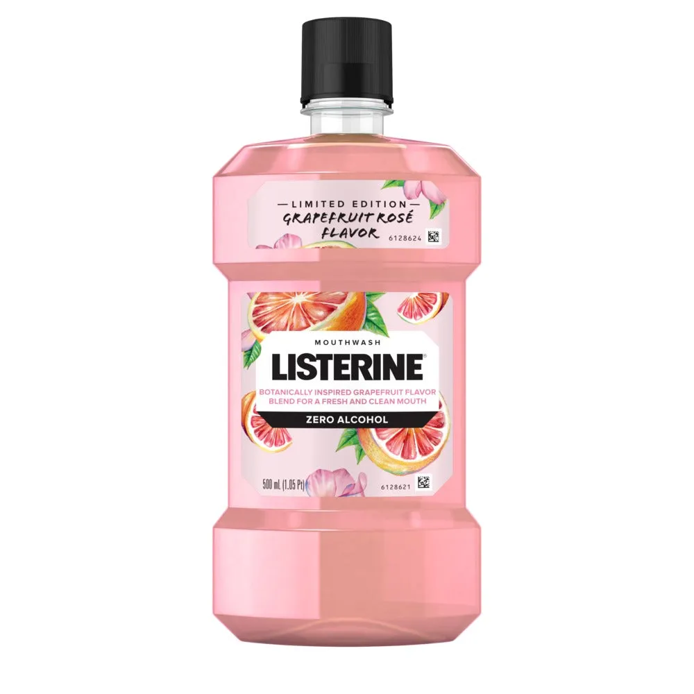 Listerine Zero Alcohol Mouthwash, Grapefruit Rose Flavor, 500 mL