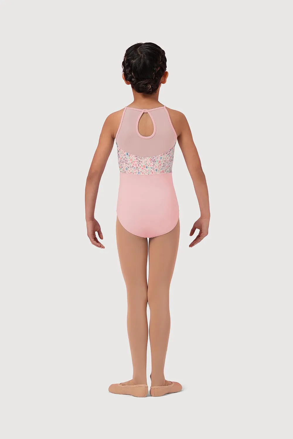 LM51241G - Mirella Ditsy Floral Keyhole Back Girls Cami Leotard