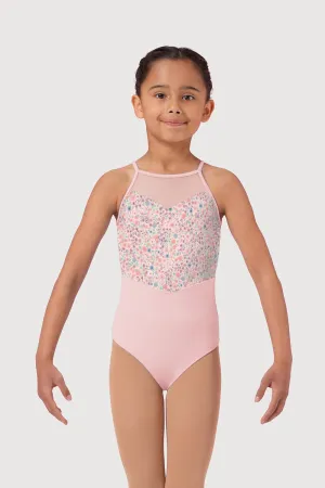 LM51241G - Mirella Ditsy Floral Keyhole Back Girls Cami Leotard