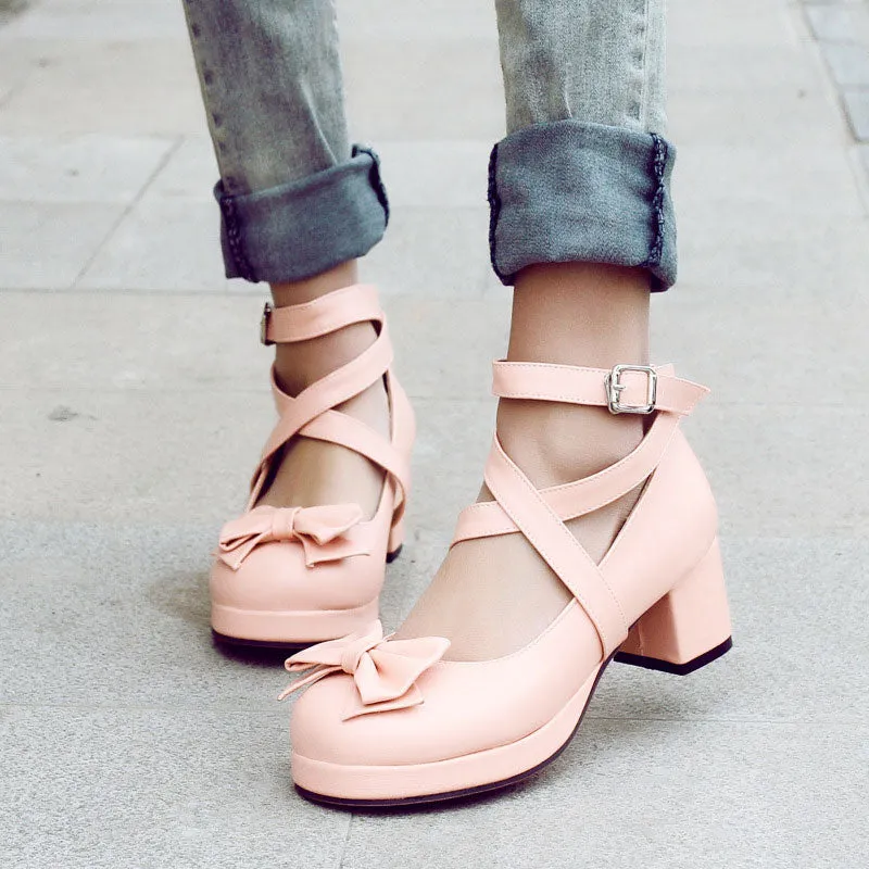 Lolita Bow Chunky Shoes