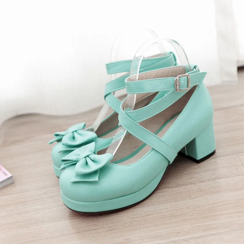 Lolita Bow Chunky Shoes