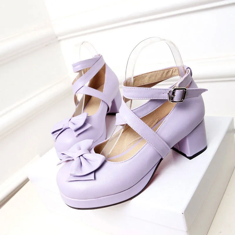 Lolita Bow Chunky Shoes