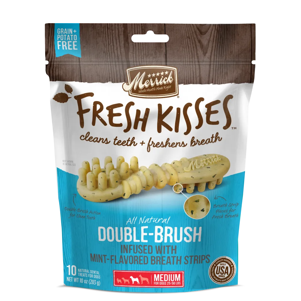 Merrick Fresh Kisses Grain Free Mint Breath Strips Medium Dental Dog Treats