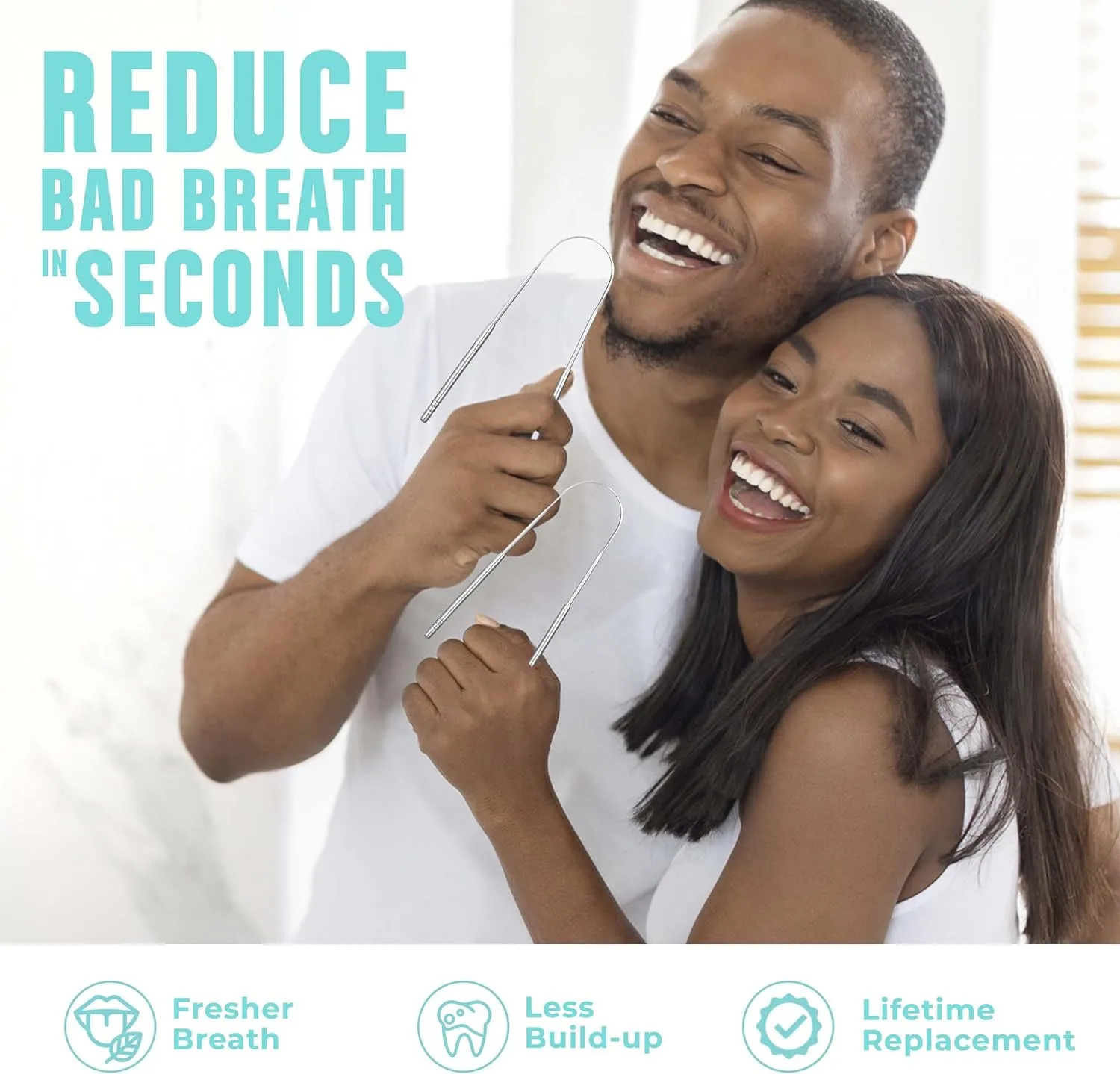 NEW Tongue Scraper (3 Pack), Reduce Bad Breath (Medical Grade), Stainless Steel Tongue Cleaners, Metal Tongue Scrappers, Tongue Scraper Cleaner for Fresh Breath
