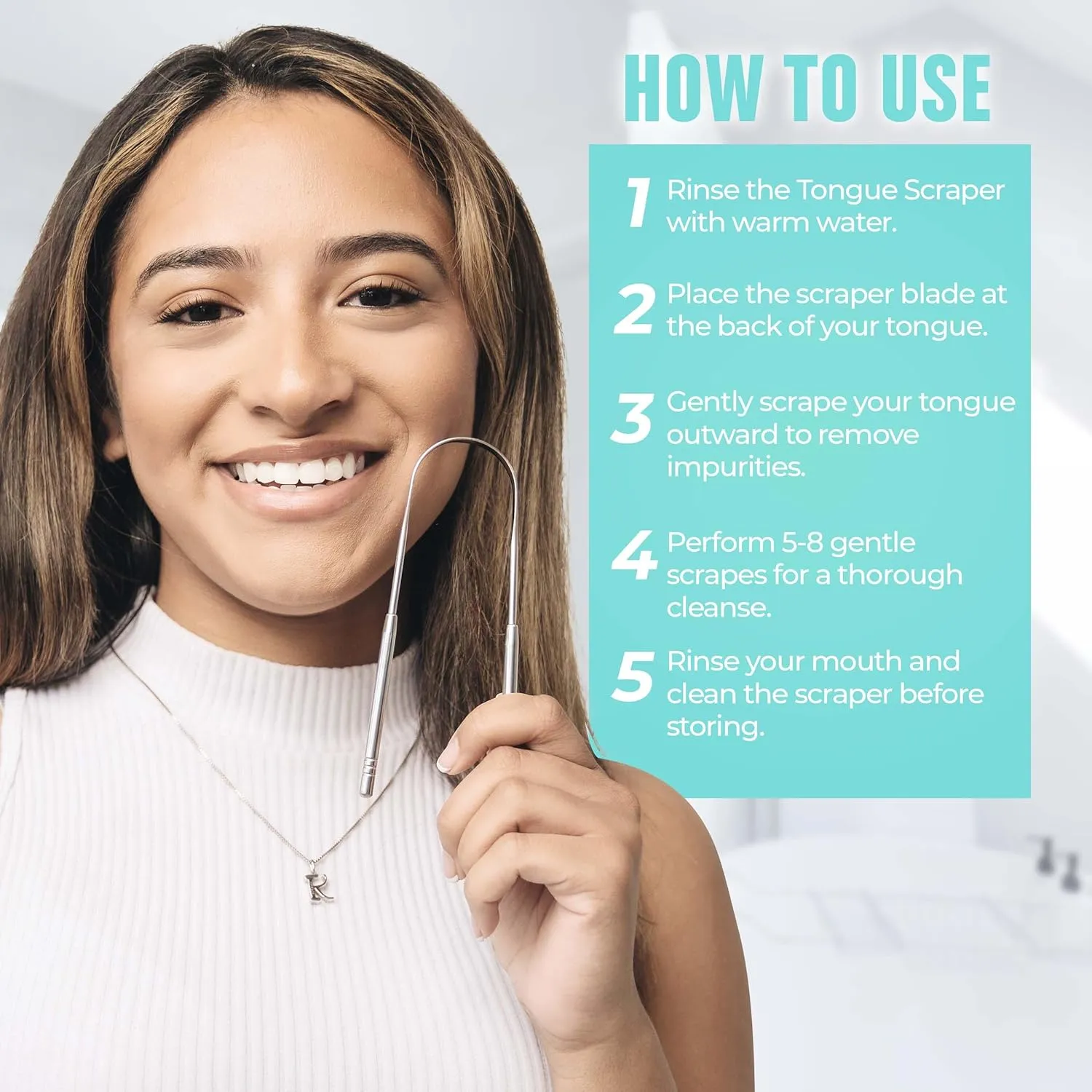 NEW Tongue Scraper (3 Pack), Reduce Bad Breath (Medical Grade), Stainless Steel Tongue Cleaners, Metal Tongue Scrappers, Tongue Scraper Cleaner for Fresh Breath
