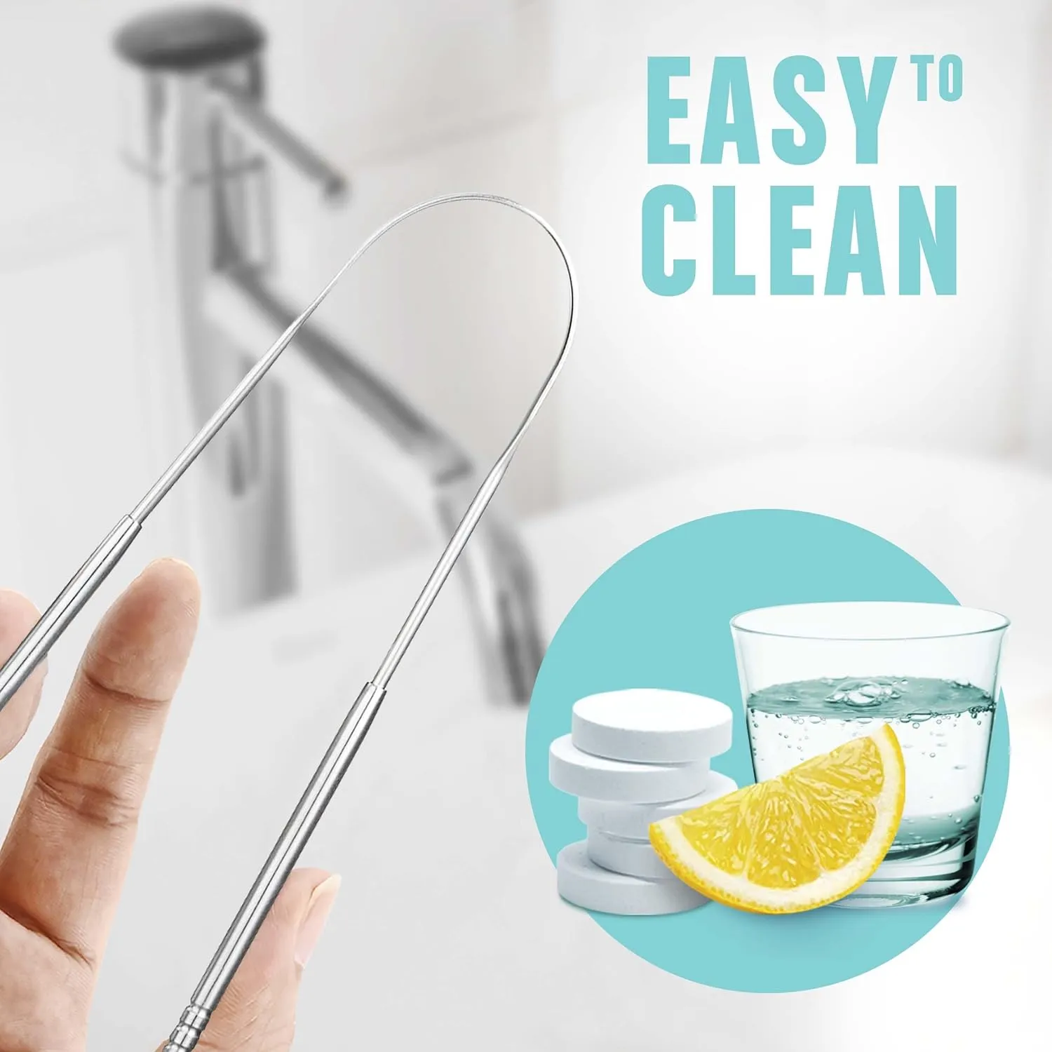 NEW Tongue Scraper (3 Pack), Reduce Bad Breath (Medical Grade), Stainless Steel Tongue Cleaners, Metal Tongue Scrappers, Tongue Scraper Cleaner for Fresh Breath