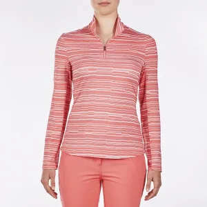 Nivo Luann Long Sleeve Sunkist Coral Print Mock - SPF 50