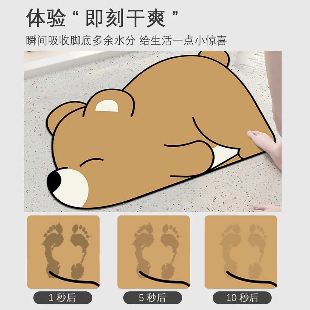Non-Slip Absorbent Mat with Bear Design - 40x60cm